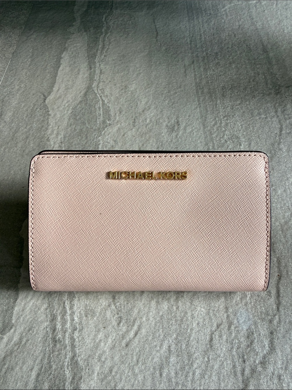 Michael Kors Pale Pink Saffiano Leather  Wallet with Gold Logo